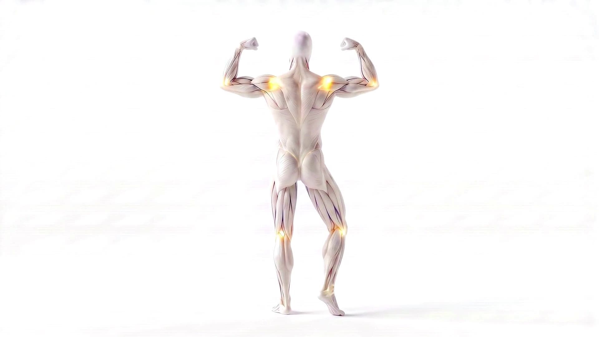 Animated anatomical figure with gold highlights against a light background.